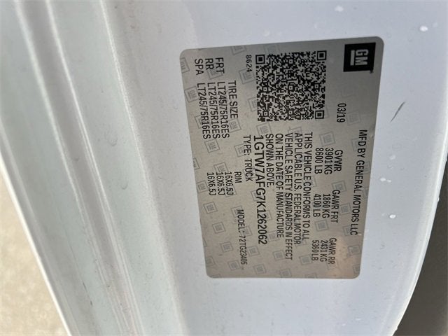 2019 GMC Savana Cargo 2500 Work Van